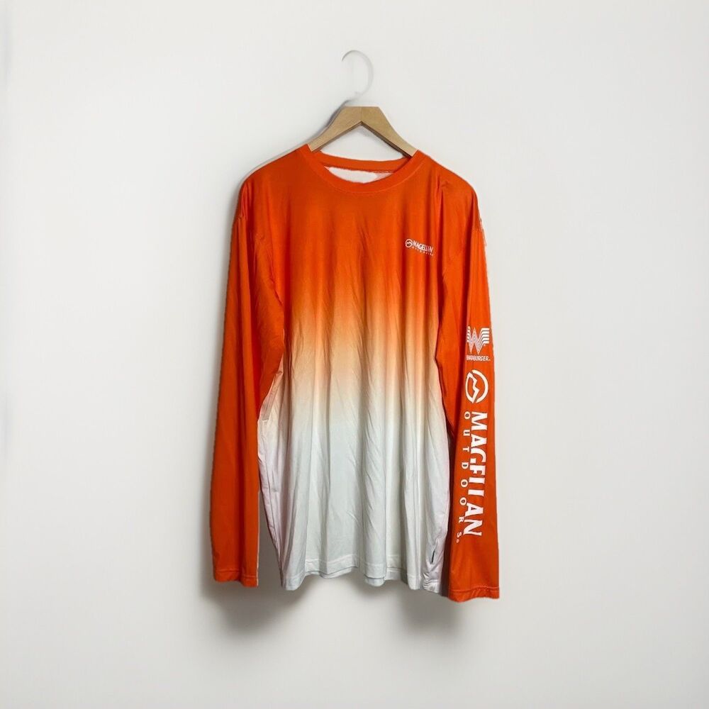 Magellan Mens Outdoor Classic Fit Orange Cooling Fish Gear Large L/S